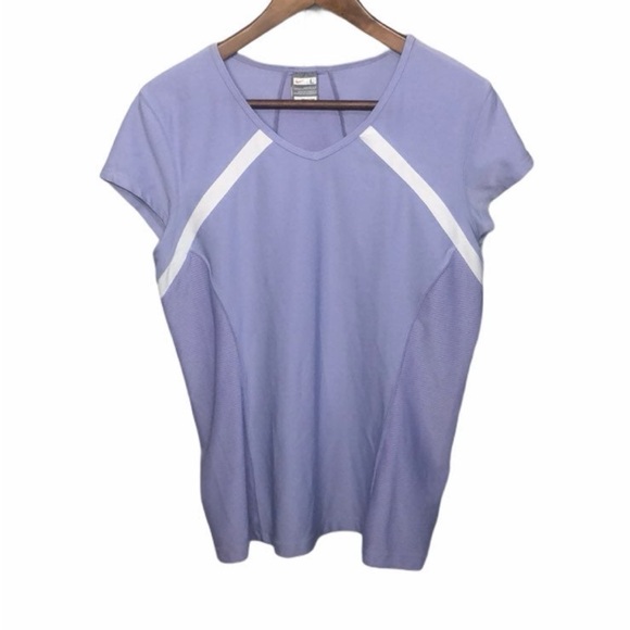Nike Lavender Purple and White Fit Dry Athletic Short Sleeve Top Sz M - Picture 2 of 4